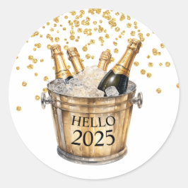 Hallo Nieuwjaarsfeest 2025 Ronde Sticker
