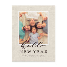 hallo nieuwjaarsfoto van Rustic Faux Burlap