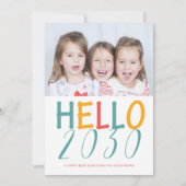hallo nieuwjaarskleurige moderne typografie foto feestdagenkaart (Voorkant)