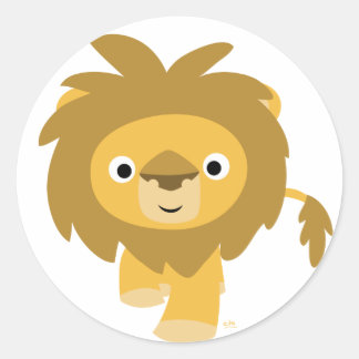 Hallo NL! Cartoon Leeuw ronde sticker