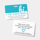 hallo non-verbaal geduld pvc badge (Voor- en achterkant)