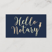 hallo Notarisondertekenaar Elegant Navy Gold Visitekaartje (Voorkant)