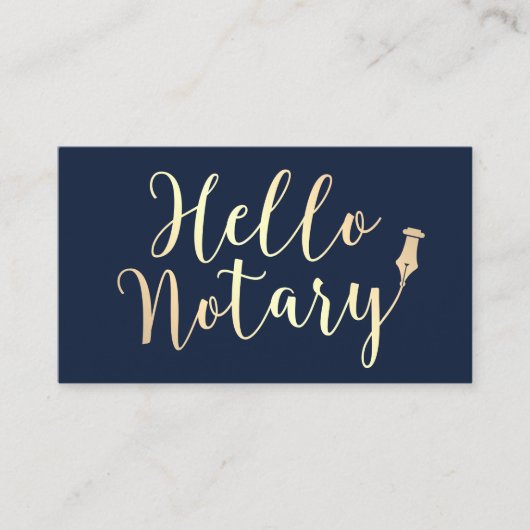 hallo Notarisondertekenaar Elegant Navy Gold Visitekaartje (Voorkant)