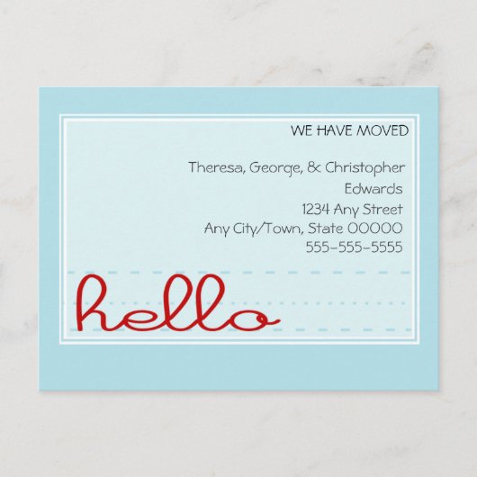 Hallo Notitie verplaatsen Aankondigingskaart (Voorkant)