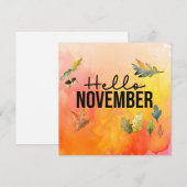 hallo november met de Falling Leaves waterverf Hol Feestdagenkaart (Voorkant / Achterkant)