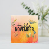 hallo november met de Falling Leaves waterverf Hol Feestdagenkaart (Staand voorkant)