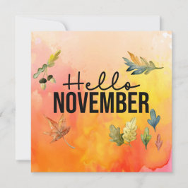 hallo november met de Falling Leaves waterverf Hol Feestdagenkaart