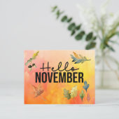 hallo november met de waterverf Falling Leaves Feestdagenkaart (Staand voorkant)