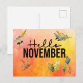hallo november met de waterverf Falling Leaves Feestdagenkaart (Voorkant / Achterkant)
