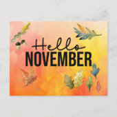hallo november met de waterverf Falling Leaves Feestdagenkaart (Voorkant)