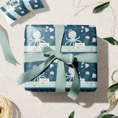 hallo Ocean Octopus en Fish Nautical Blue Kind Cadeaupapier
