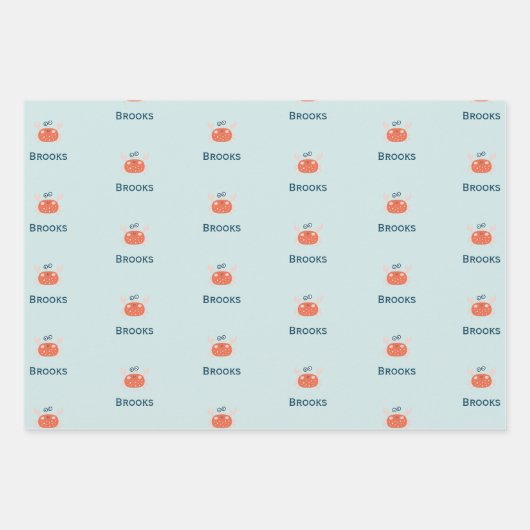 hallo Ocean Octopus en Fish Nautical Blue Kind Inpakpapier Vel (Voorkant 2)