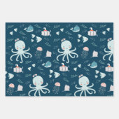 hallo Ocean Octopus en Fish Nautical Blue Kind Inpakpapier Vel (Voorkant)