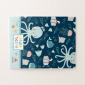 hallo Ocean Octopus en Fish Nautical Blue Kind Legpuzzel (Horizontaal)