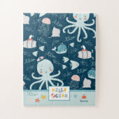 hallo Ocean Octopus en Fish Nautical Blue Kind Legpuzzel (Verticaal)