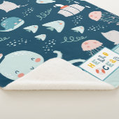hallo Ocean Octopus en Fish Nautical Blue Kind Sherpa Deken (3/4)