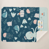 hallo Ocean Octopus en Fish Nautical Blue Kind Sherpa Deken (Voorkant (horizontaal))
