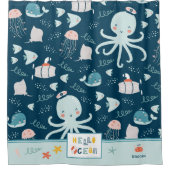 hallo Ocean Octopus Nautical Blue Kind Bathroom Douchegordijn (Voorkant)