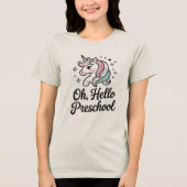 Hallo Oh jee lerarenshirt voor de kleuterschool Tri-Blend Shirt (Voorkant)