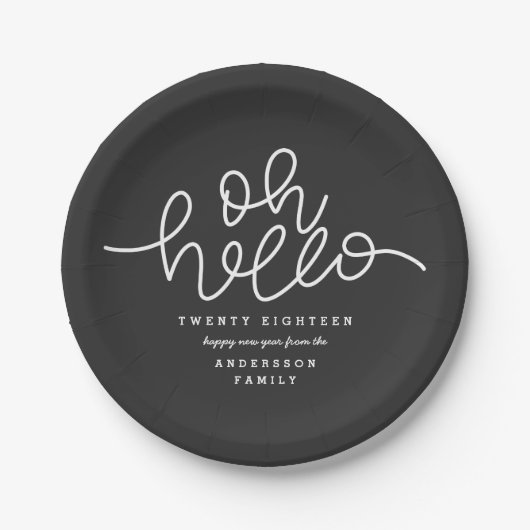 Hallo Oh nieuwjaarsfeest Papieren Bordje (Voorkant)