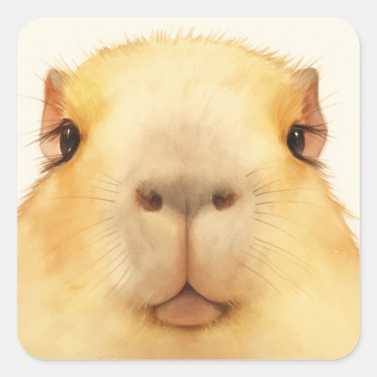 Hallo Oh! There Capybara Vierkante Sticker (Voorkant)