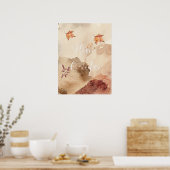 Hallo Oktober Waterverf Brown Maple Leaves Poster (Keuken)