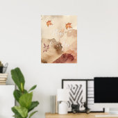 Hallo Oktober Waterverf Brown Maple Leaves Poster (Thuiskantoor)