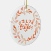 Hallo Oktober Waterverf Herfst Wildflower Herfst Keramisch Ornament (Rechts)