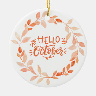 Hallo Oktober Waterverf Herfst Wildflower Herfst Keramisch Ornament