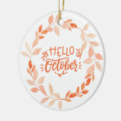 Hallo Oktober Waterverf Herfst Wildflower Herfst Keramisch Ornament (Links)