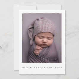 Hallo oma en opa babyfoto aankondiging