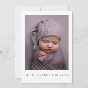 Hallo oma en opa babyfoto aankondiging
