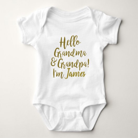 hallo oma & opa, ik ben 'baby name' | Chic Romper (Voorkant)