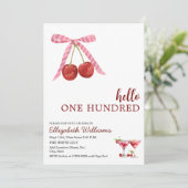 Hallo One Hundred Cherry Martini Verjaardagsfeest Kaart (Staand voorkant)