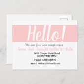 Hallo Ontmoet de buren Blush roze Briefkaart (Voorkant / Achterkant)