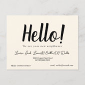 Hallo Ontmoet de buren | Eenvoudige welkomstpostca Briefkaart (Voorkant)