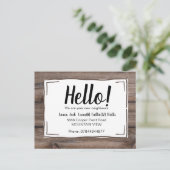 Hallo Ontmoet de buren hout rustiek Briefkaart (Staand voorkant)