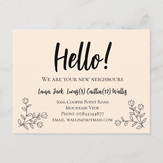 Hallo Ontmoet de buren Welkom Briefkaart (Voorkant)