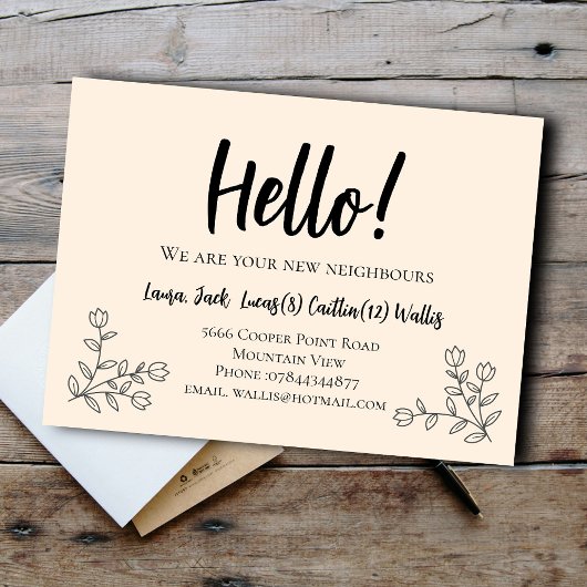 Hallo Ontmoet de buren Welkom Briefkaart