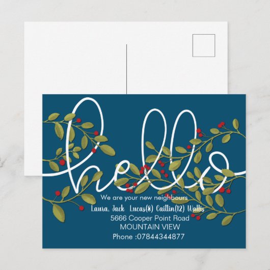 hallo ontmoeten het buurtbriefkaart briefkaart (Voorkant / Achterkant)