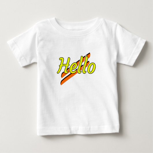 Hallo Ontwerp op een wit baby T-shirt (Voorkant)