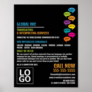 hallo ontwerp, vertaler en tolk poster