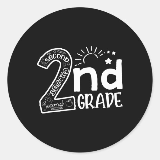 hallo op 2e klas ronde sticker (Voorkant)