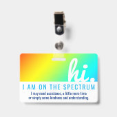 hallo OP HET AUTISMESPECTRUM medische id pvc badge (Voorzijde met clip)