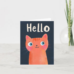 Hallo Oranje Cat Cartoon Feestdagen Kaart
