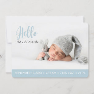 hallo overlay baby foto moderne pastelblauw aankondiging