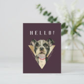 hallo Paarse Gold Pitbull Puppy Waterverf Briefkaart (Staand voorkant)