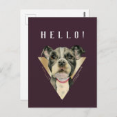 hallo Paarse Gold Pitbull Puppy Waterverf Briefkaart (Voorkant / Achterkant)