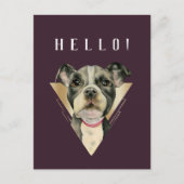 hallo Paarse Gold Pitbull Puppy Waterverf Briefkaart (Voorkant)