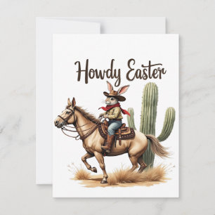 Hallo Paas Konijn Ridder op een Paard Cowboy  Notitiekaartje